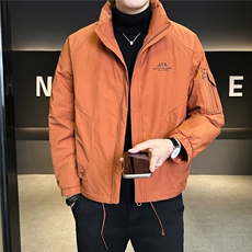 9103-M-3XL-P215-标90绒店主风工装翻领印花男士休闲羽绒服外套，男装羽绒服，电商B255