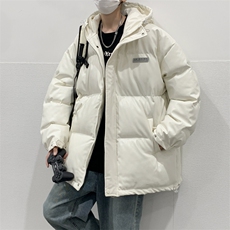 秋冬季加厚连帽情侣装港风宽松pu皮棉服男白色棉衣外套W6464-P98，男装棉衣，星座512-2