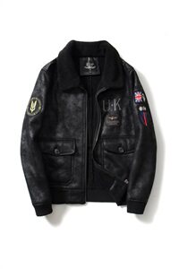 防麂皮绒机车服皮毛一体飞行服皮衣男外套保暖男士夹克F6000*P265图片