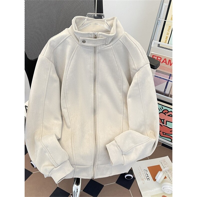 仿麂皮绒立领夹克男女潮牌情侣装春秋休闲百搭纯色外套HH225P75,男装夹克,星座1013-5