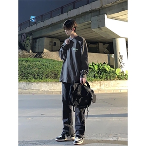 美式hiphop纯色修身直筒牛仔裤 控价68图片