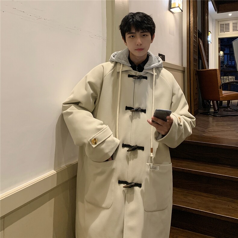 1港风牛角扣加棉呢大衣可拆卸帽大码M-5XL外套男FY8716P138控188，女装短外套，星座226-2