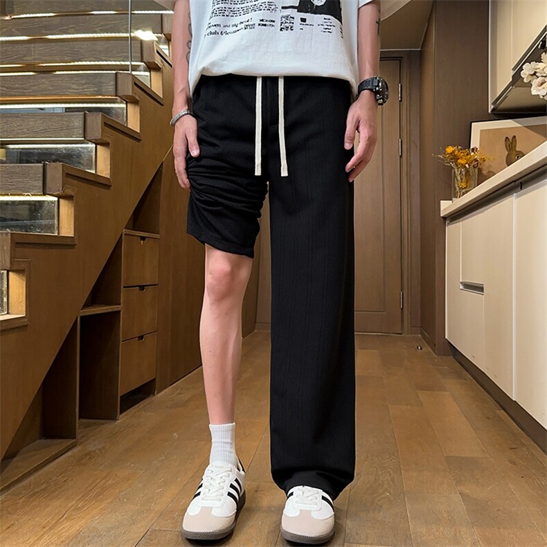 简约纯色长裤麦穗纹休闲2026新款直筒长裤25XK67066特批30,男装休闲裤,电商A042
