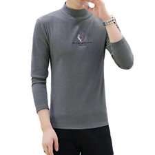 冬季半高领双面绒刺绣鹿角卫衣男加绒加厚保暖打底衫长袖棕336P28，男装卫衣，星座1207