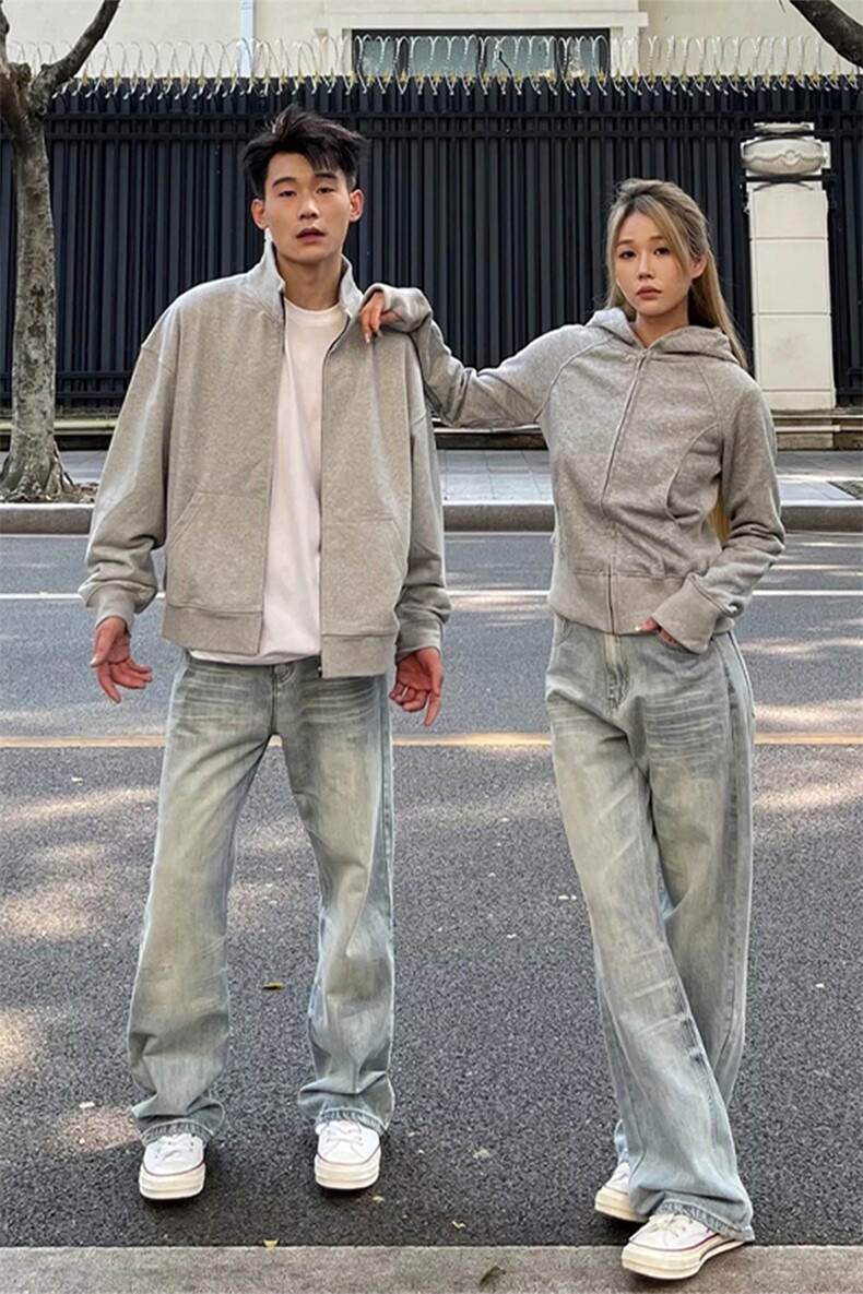 【网图】B221美式ins高街重工艺宽松微喇牛仔裤LK24388-P55控78,男装牛仔裤,电商B221