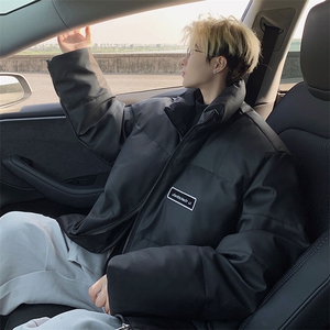 PU皮棉衣男冬季新款港风立领宽松休闲棉服学生面包服MF8603-P85图片
