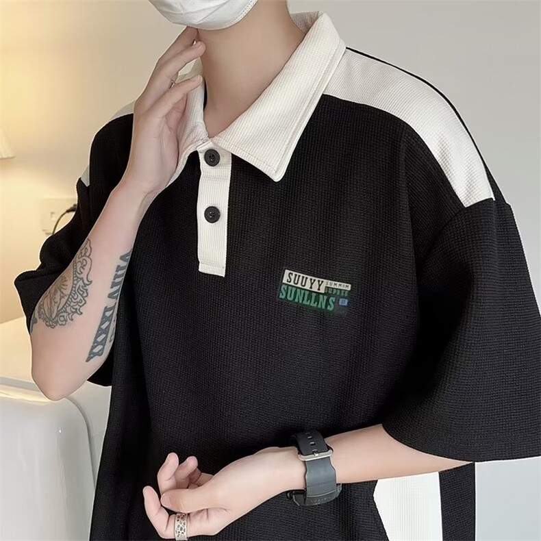 polo衫短袖男夏季潮牌上衣美式高街半袖t恤青少年男装衣服TA14,男装Polo衫,星座1116A-1（原606A）