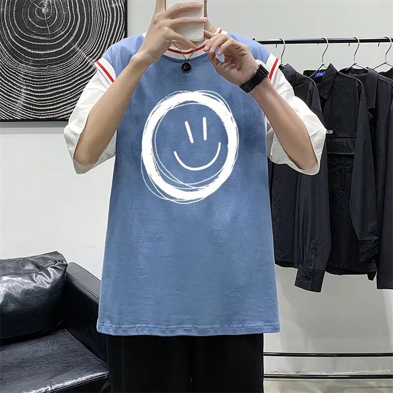 男圆领T恤宽松短袖假两件Q913P28,男装T恤,星座1116-2