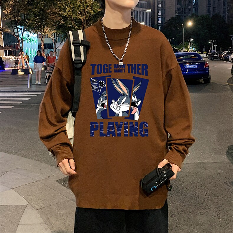 半高领毛衣男士大码针织衫男毛线衣男M18234-P45加绒款-P65,男装针织衫/毛衣,电商A040