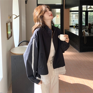 休闲蕾丝拼接黑色短外套女春秋2025新款小个子夹克上衣爆款高级感图片