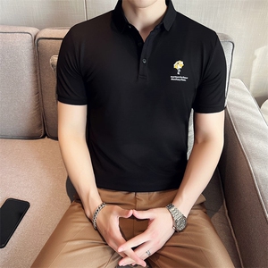2024夏季新款英伦风高品质修身刺绣POLO衫冰丝短袖T恤男D230-p48