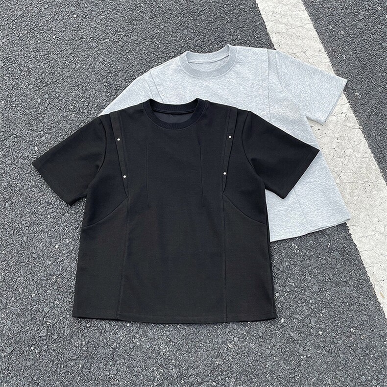 高品质钉扣夏季新款男装空气层时尚短袖T恤半袖 XZ212-QXT680-P35图片