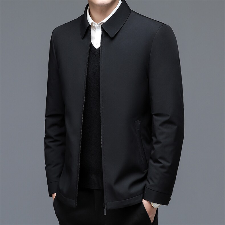 2023新款冬季男士加厚保暖羽绒服中年白鸭绒翻领休闲外套爸爸装,男装羽绒服,电商B212（原钱塘6029）