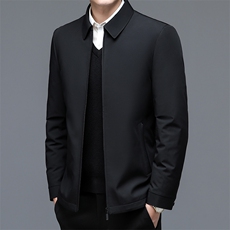 2023新款冬季男士加厚保暖羽绒服中年白鸭绒翻领休闲外套爸爸装，男装羽绒服，电商B212（原钱塘6029）