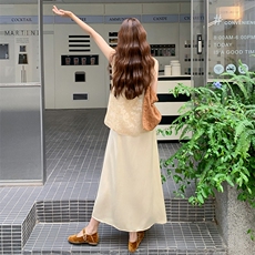 新中式国风香槟色刺绣上衣套装裙女2025夏季新款气质吊带裙两件套，女装套装/套裙，2C269