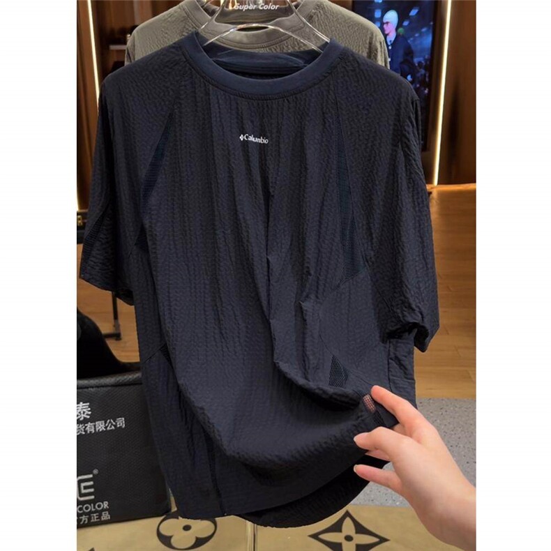 【黑武士防晒短袖】春夏百搭网孔半袖T恤极简老钱风ZS9736P43，男装防晒衣，电商A089-1