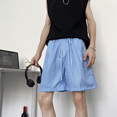 美式小众蓝色条纹沙滩短裤男女夏宽松户外速干四五分裤K6296-P24，男装牛仔裤，星座412-2