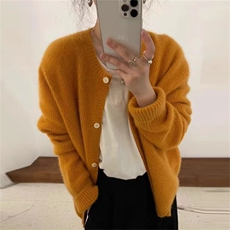 2025年秋季时尚百搭通勤休闲羊毛开衫圆领，女装羊毛衫，锦弘羊绒