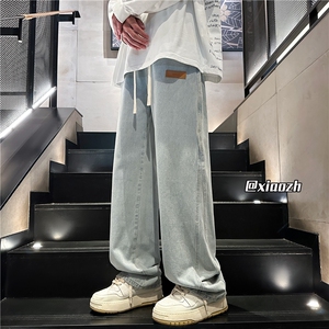 XZ616 秋季重磅设计感贴标分割休闲牛仔长裤 TY1010 特P65控78图片