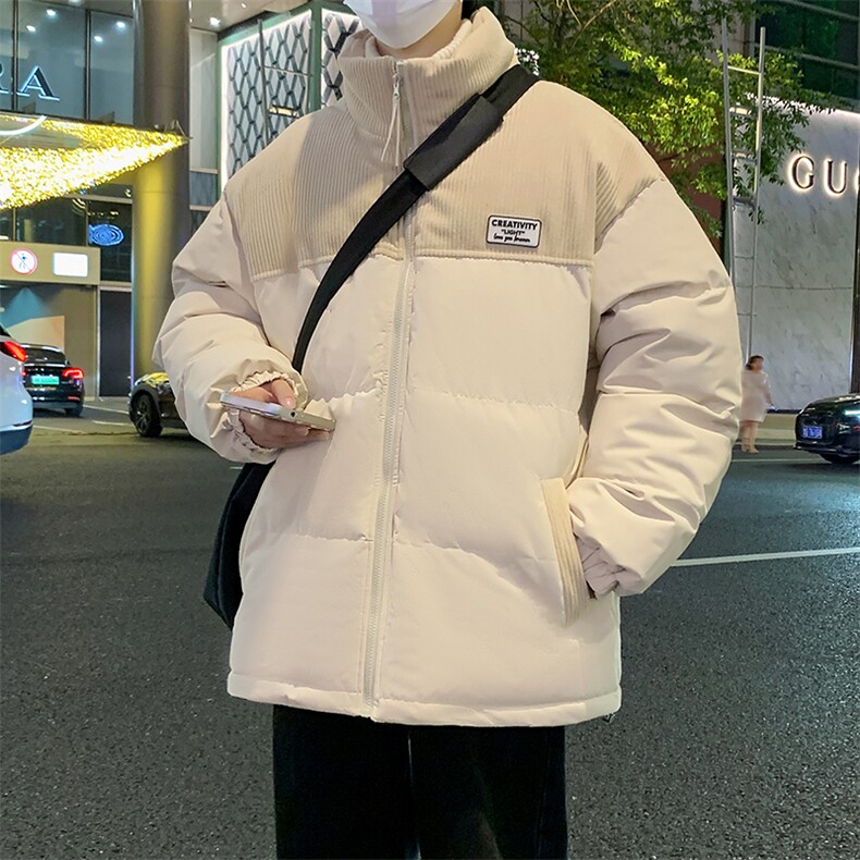 冬季青少年灯芯绒立领拼接外套休闲百搭面包服棉服5302-P78,男装棉衣,电商B306