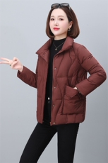 简约时尚潮流羽绒服休闲显瘦减龄冬季立领纯色女外套遮肉新款主推，女装羽绒服，木橙西子