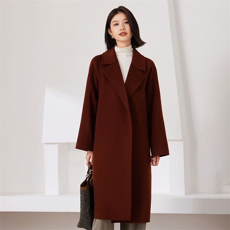 汉服袖大衣2024年秋冬季新款羊毛双面呢大衣,女装双面呢大衣,织美生