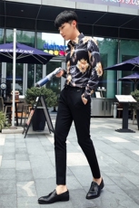 秋冬潮流个性花衬衫男长袖韩版休闲印花衬衣A470-CS101，男装衬衫，电商A207