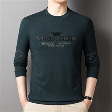 2023春秋季薄款印花纯色卫衣男士圆领长袖t恤中年休闲体桖打底衫，男装卫衣，电商B212（原钱塘6029）