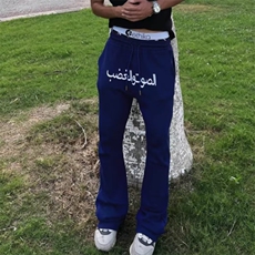 美式高街潮牌男女运动休闲裤直筒宽松慵懒显瘦印花休闲卫裤子，男装休闲裤，电商A486