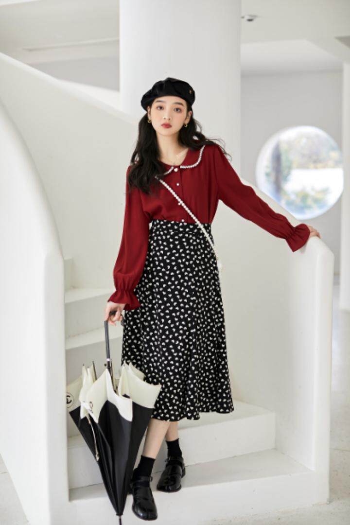 珍珠领?爱心半裙，女装半身裙，咔柠