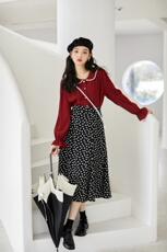 珍珠领?爱心半裙，女装半身裙，咔柠