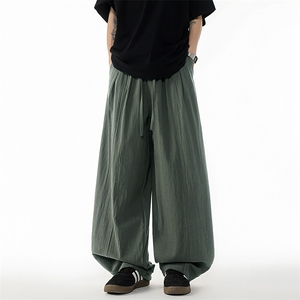 8XL-M亚麻弯刀裤直筒阔腿裤子男夏季宽松大码运动灯笼裤KZ068P60图片