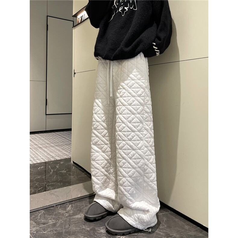 【现货】612-K228-P75冬季棉裤不规则菱格压线宽松直筒宽松休闲裤,男装休闲裤,星座612