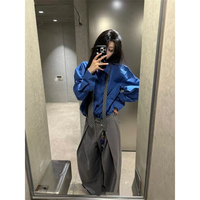 现货~精梳棉高级感抗皱雅痞基础百搭克莱因蓝长袖衬衫~C26101批45,男装衬衫,星座1411A-6
