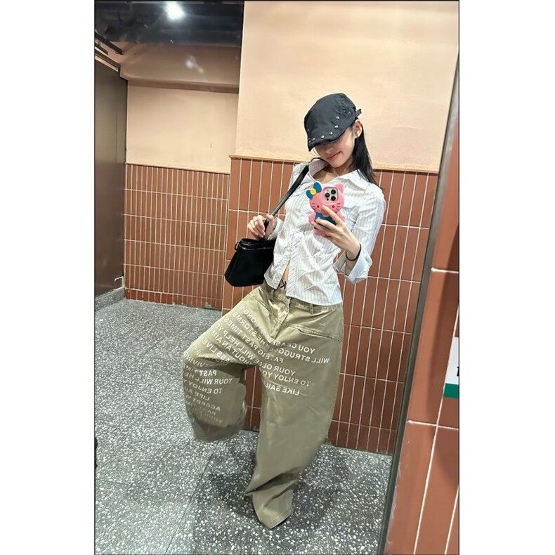 美式复古字母印花水洗做旧高街微喇牛仔裤男女直筒裤子,男装牛仔裤,四季星座505