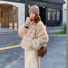 现货210-7702-P185-K268水貂立领皮毛一体外套公主风，女装羊羔毛/颗粒绒，浙宝210（原浙宝191）