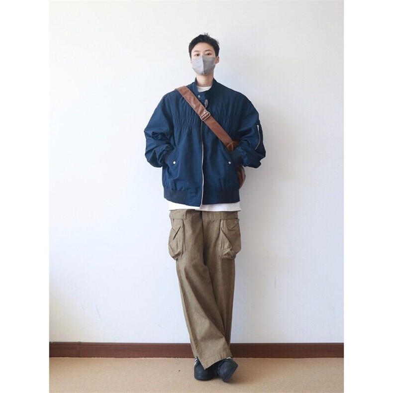 日系春秋新款潮牌撞色翻领夹克男女ins复古情侣宽松休闲工装外套,男装夹克,星座1013