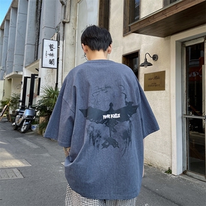B266-6601-P30控48 23夏季新款重磅纯棉港风宽松休闲T恤短袖图片