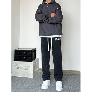 港风 水洗大码休闲裤直筒裤卫裤拖地裤A014-DY23315-P65控88图片