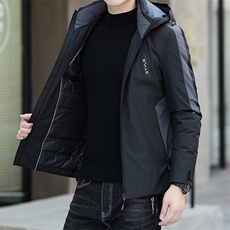 冬季新款男士连帽商务休闲羽绒服中年爸爸装厚款保暖外套男装，男装羽绒服，电商B212（原钱塘6029）