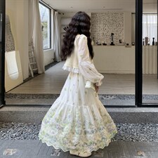 26春新款现-度假风拼接兰花针织开衫连衣裙套装2629-P200K328，女装套装/套裙，2B190