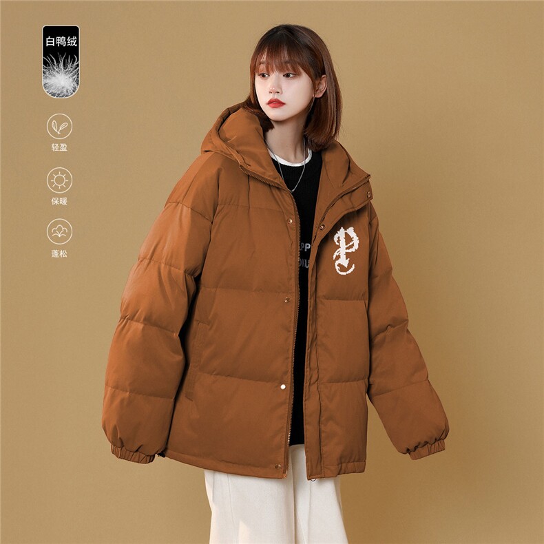 白鸭绒中性风22冬季潮流字母印花加厚连帽羽绒服YR175P195控258，男装羽绒服，A247A