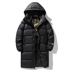2025冬季羽绒服男黑金长款高档新款潮流休闲情侣连帽外套159P170，男装羽绒服，星座1602B（原101B-1）