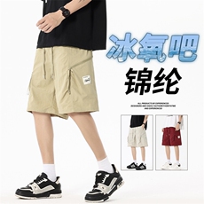 抖音品质美式黑色工装休闲短裤男士季宽松A146-GY519特p30量大优，男装牛仔裤，HDA146