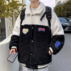 爱心刺绣羊羔绒外套男士冬季男装美式情侣潮牌加厚棉服LW35P55，男装棉衣，星座1116-2