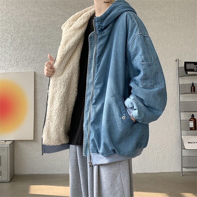 控价158牛仔棉衣男大码加绒羊羔绒牛仔棉服男棉袄NM53337-P140,男装棉衣,电商A040