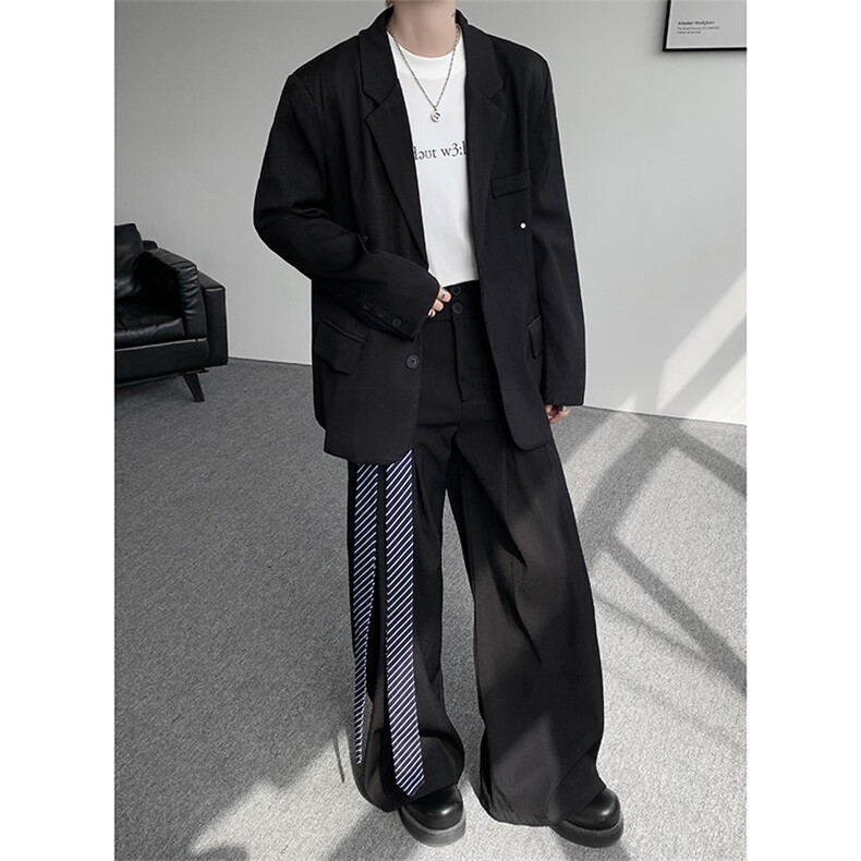 韩版休闲西装套装外套高级痞帅宽松韩版自带垫肩西服外套套装,男装西服,电商B319
