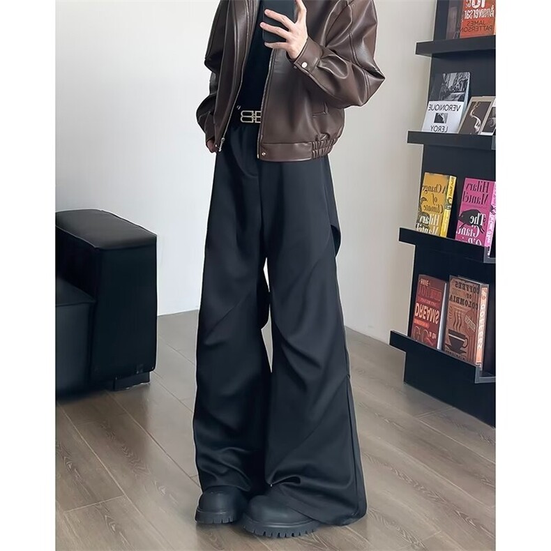 潮美式微喇西裤直筒冲锋裤男女复古宽松高级感百搭长裤MKX79P40，男装西裤，星座1013-5