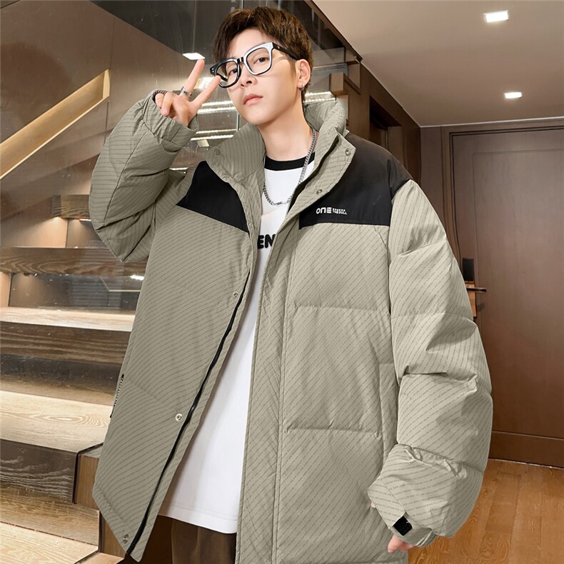 冬季立领新款羽绒服男字母拼接羽绒衣外套潮青年A266-88018-P180,男装羽绒服,电商A266