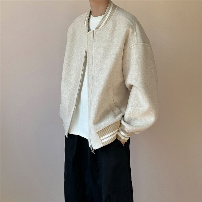 现货羊毛呢料外套男宽松休闲棒球服A351-AJ2641-P115控188,女装短外套,电商A351
